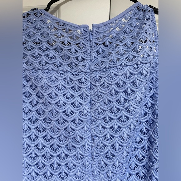 Light Blue Lace Dress with High Neckline - Picture 3 of 4